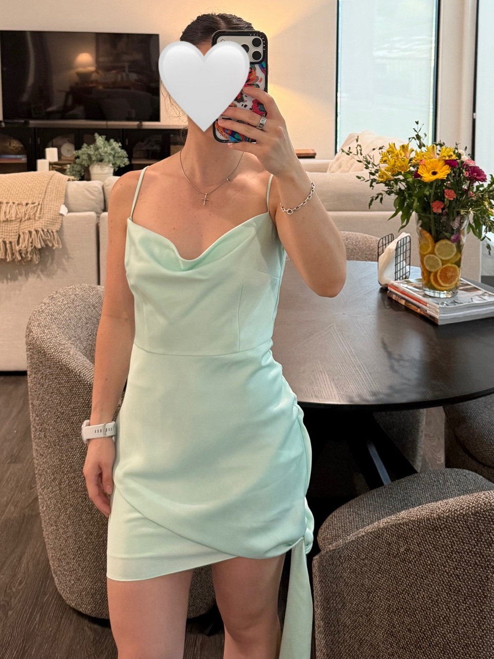 Gianni Bini Light Mint Cowl Mini Dress